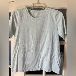Eileen Fisher Organic Cotton Soft Pale Icy Blue Short Sleeve Tee Sz S